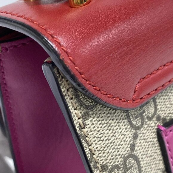 Auth GUCCI Padlock GG Small 409487 Dark Brown Red Multi PVC Leather Shoulder Bag - Picture 12 of 16